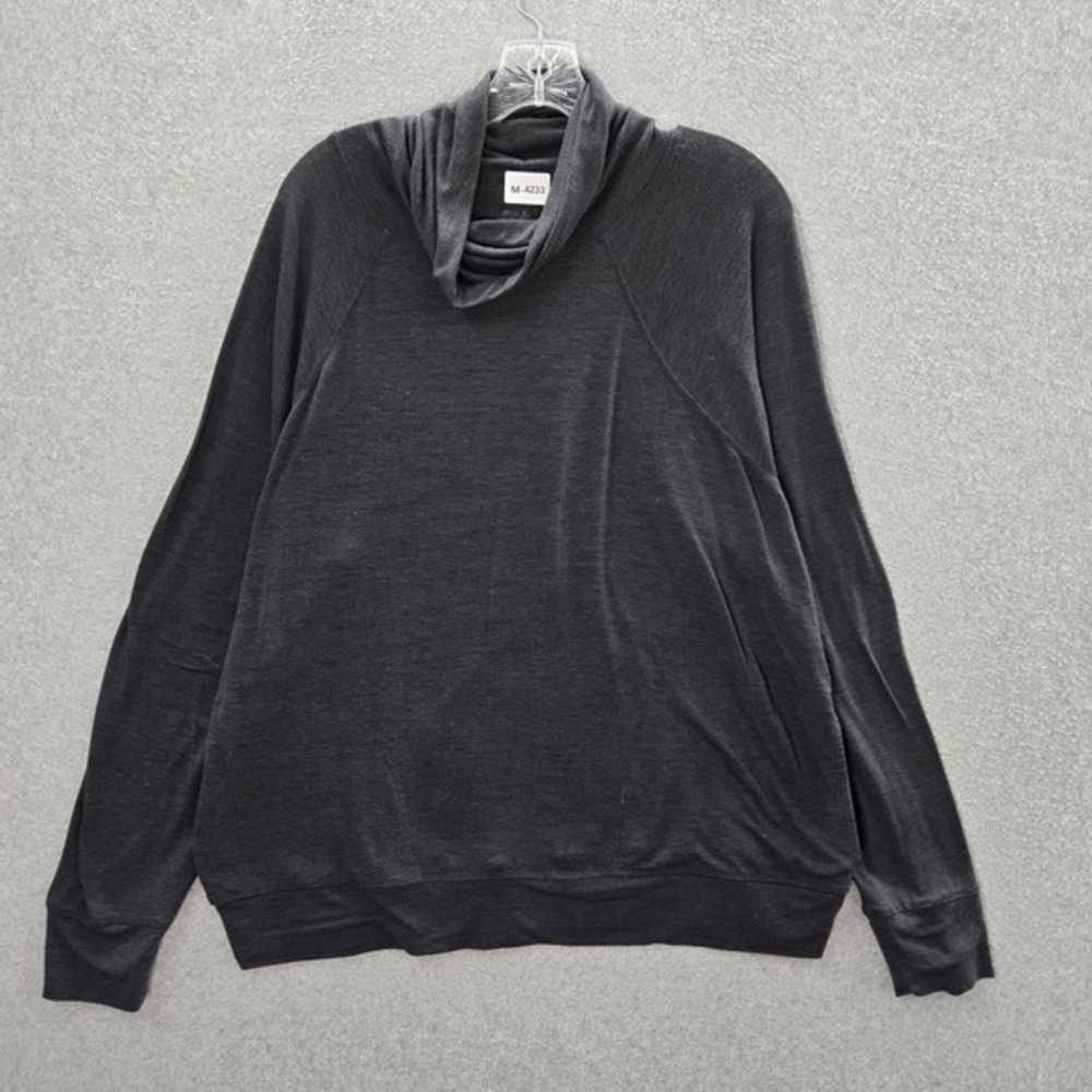 Prana Women Sweatshirt XL Black Cowl Neck Oversized Tunic Long Sleeve